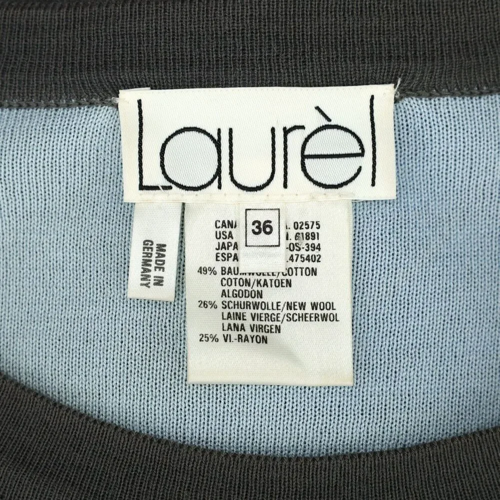 Laurel Escada Sweater Womens 8 US Gray White Wool Blend Shoulder Pads Vintage